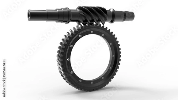 Fototapeta 3D rendering - worm gear assembly