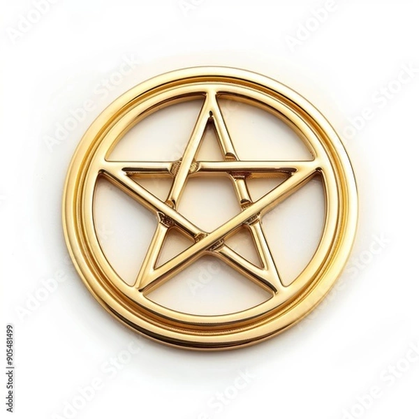 Fototapeta Medium shot of Pentagram, isolated on a white background, bright and vivid tonality 