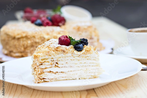 Obraz Napoleon cake with berries