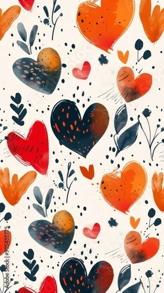 Obraz Hand-drawn Seamless Pattern with Assorted Elements like Dots and Shapes, Offering Creative Text Space for Custom Messages and Designs