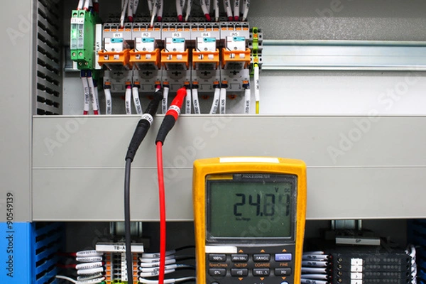 Fototapeta Digital multimeter checking voltage