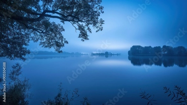 Obraz lakeside landscape with calm water