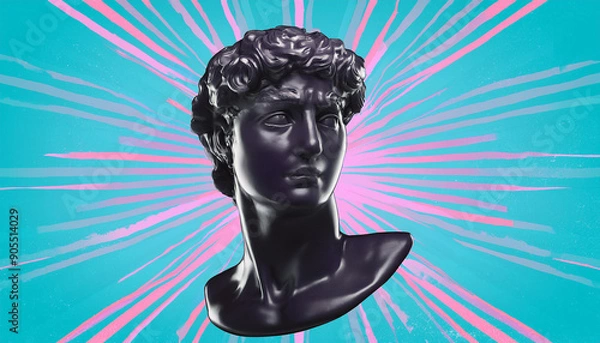 Fototapeta Man in Neon Glow: Energetic and Trendy Visual Aesthetic