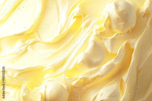 Fototapeta Zesty Lemon Yellow Ice Cream Delight, Realistic Fresh Illustration with Soft Tones