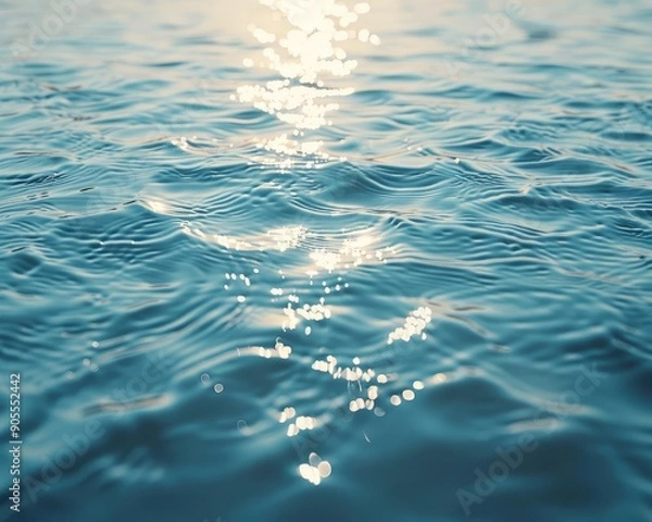 Fototapeta Glistening water surface with gentle ripples, water background, serene waves