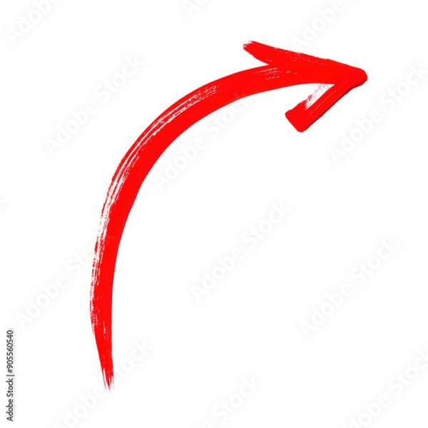 Obraz Bright red, hand-drawn arrow curving upwards on a white background