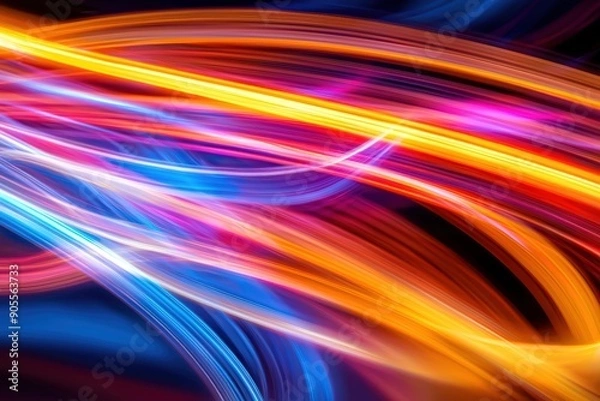 Fototapeta An abstract background featuring vibrant and colorful light trails creating dynamic and fluid patterns.