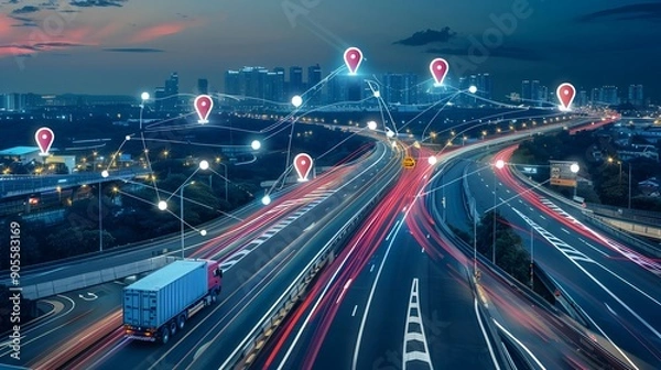 Fototapeta GIS Powered Transportation Planning and Logistics Optimization