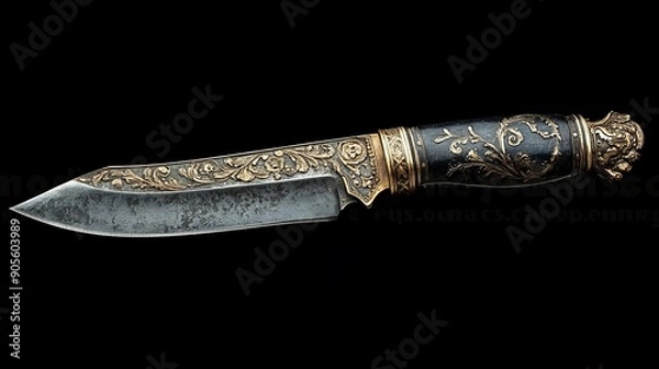 Fototapeta Intricately Designed Sword with Gold Accents