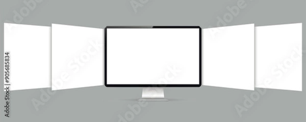 Fototapeta Computer screen with blank web pages. Mockup for showing screenshots of websites.