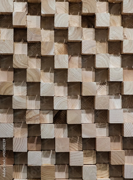 Obraz wooden cube pattern wall decoration