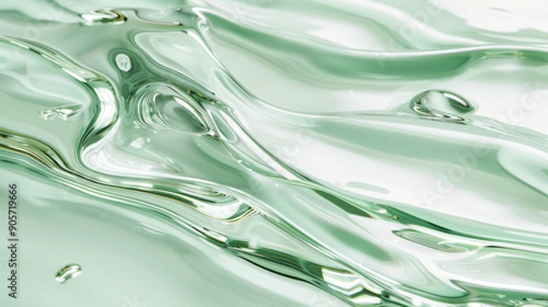 Fototapeta Abstract Art in Jelly Mint Colors with Fluid Shapes and Bubbles for Modern and Fresh Design