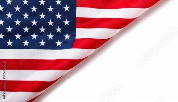 Fototapeta closeup ruffled american flag isolated on transparent background generative ai