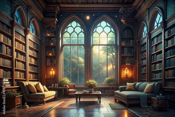 Fototapeta A sunlit afternoon in the grand library