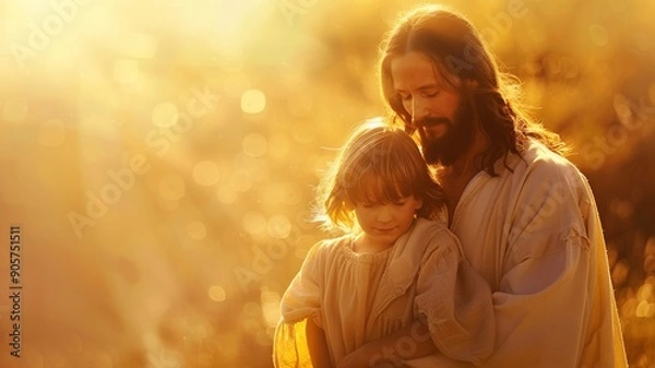 Fototapeta Detailed image of Jesus Christ, symbolizing faith, love, and divinity. Perfect for themes of spirituality, religious devotion, and Christian belief