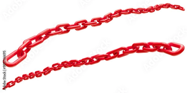 Fototapeta Red chains isolated on a transparent background. 3D render.