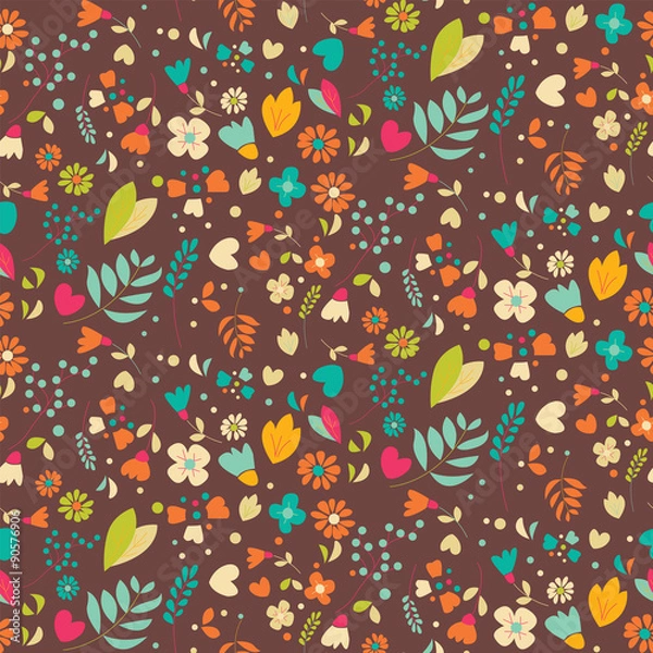 Obraz Bohemian hand drawn flowers, seamlss pattern