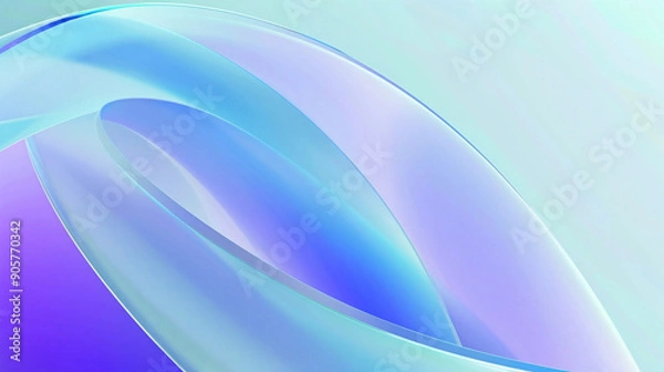 Obraz Abstract waves with a gradient of blues, purples, and light greens creating a smooth, flowing design
