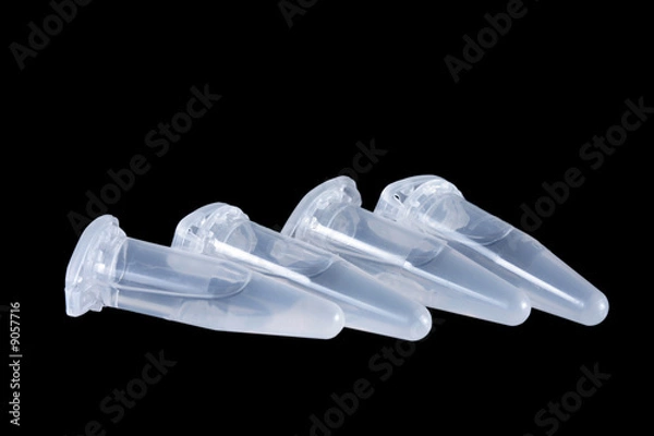 Obraz Empty eppendorf vials with white liquid isolated