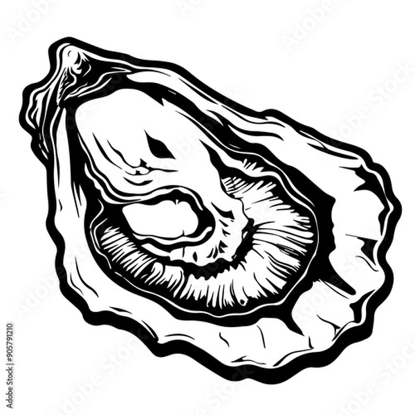 Obraz Oyster Black Vector Illustration with Pearl