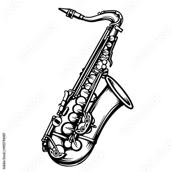 Obraz Saxophone Black Vector Illustration