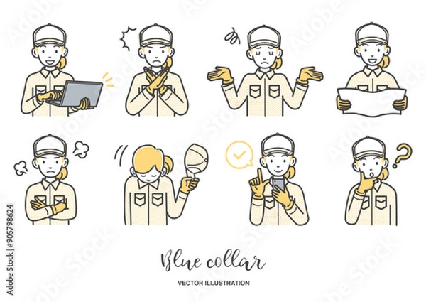 Obraz 女性の作業員のイラスト素材セット