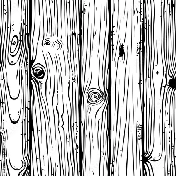 Obraz Wood Grain Texture Vector Illustration with Knots