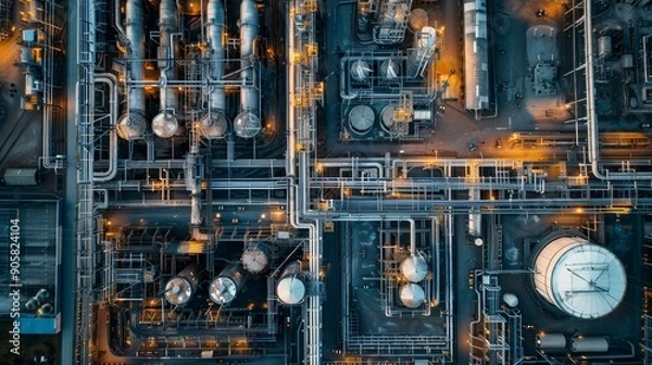 Obraz Aerial view of modern industrial area from drone capturing contemporary urban landscape