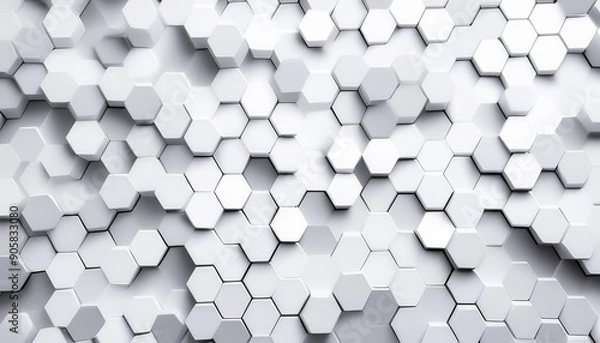 Fototapeta future modern white and grey hexagon background