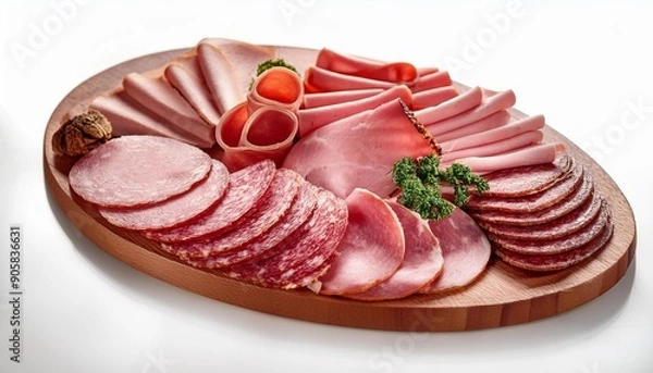 Obraz cold cut sliced deli meats on charcuterie board