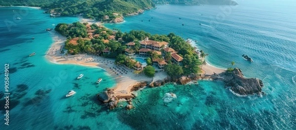 Fototapeta Aerial View of a Tropical Island Resort