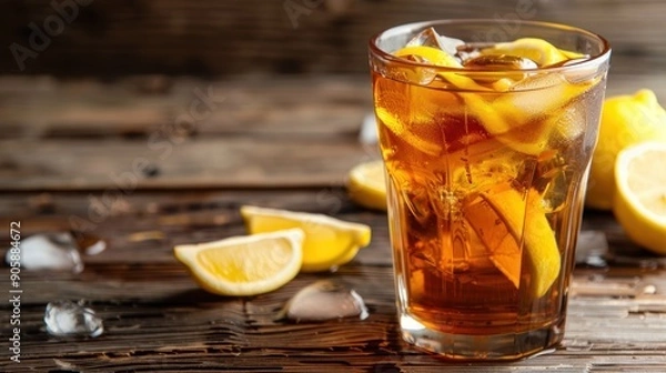 Fototapeta Iced Tea with Lemon and Ice.