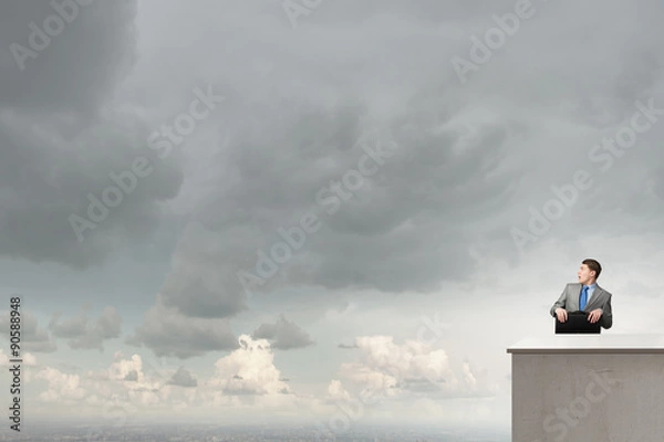 Fototapeta Businessman with suitcase