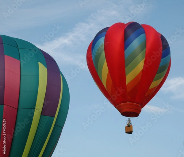 Fototapeta Hot air balloons taking off into the blue summer sky