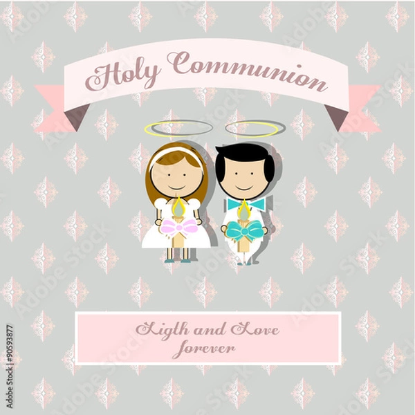 Fototapeta My first communion illustration over color background