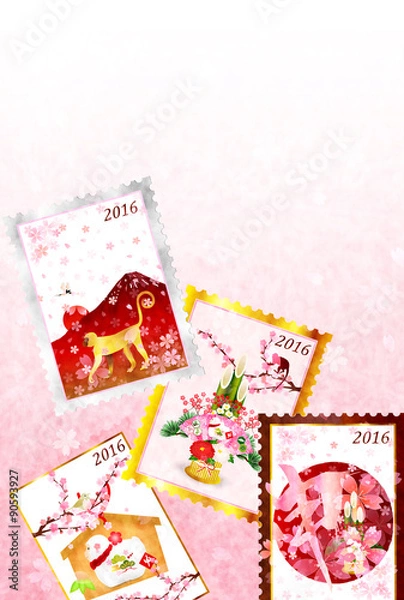Fototapeta 申　切手　年賀状
