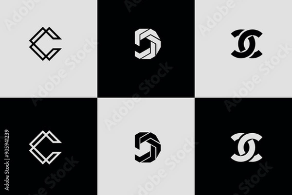 Fototapeta Set of creative initial letter c logo design, creative letter C logo icon set. design for business of luxury