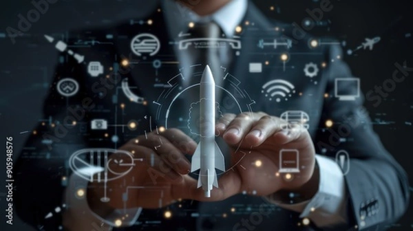 Obraz missile model introduction. Modern wireless technology.