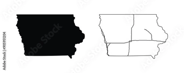 Fototapeta Iowa State Border With Interstate Highway Lines