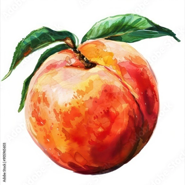 Fototapeta tropical peach illustration isolated on a white background 