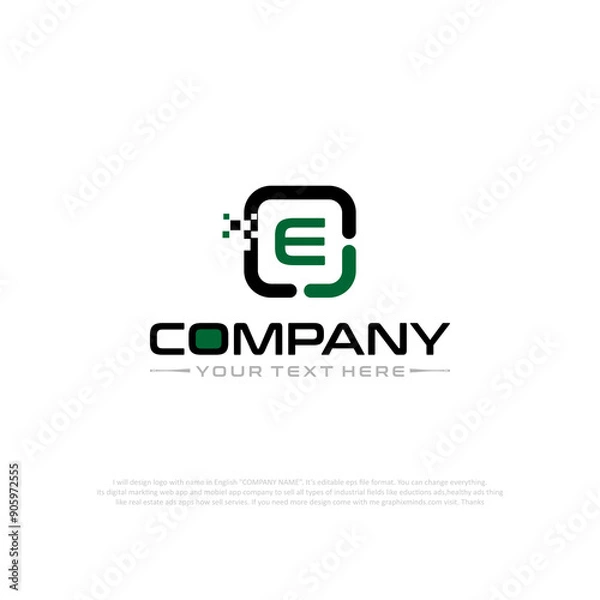 Obraz Letter E Logo Vector Design Illustration with Company Name and Your Text Here . Logo Template on white background.