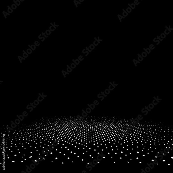 Fototapeta Pointillism Dots Gradient Pattern black and white appearance