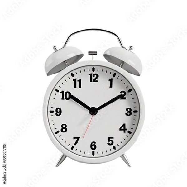 Fototapeta white alarm clock isolated on transparent background 