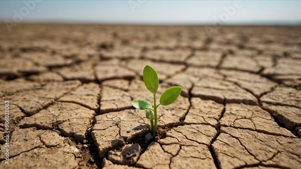 Obraz A Green Sprout in the Midst of a Desert Wasteland