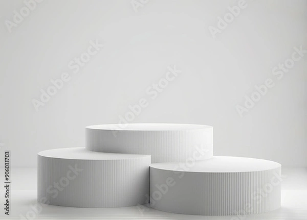 Fototapeta Podium on White Background for Product Presentation, 3D Rendering. Made with Generative AI Technology