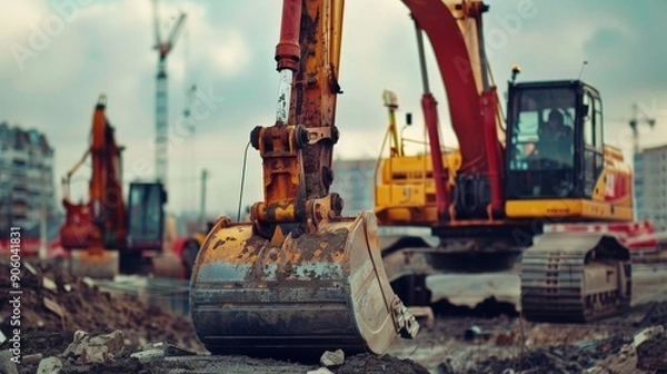 Fototapeta The social and cultural impact of construction site developments on local communities.