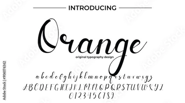 Fototapeta Orange Font Stylish brush painted an uppercase vector letters, alphabet, typeface