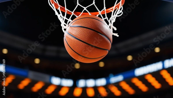 Fototapeta basketball arena with a hoop A basketball court with a hoop in the middle Perfect for sports and recreational concepts
