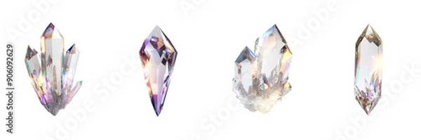 Fototapeta Iridescent abstract crystal shard isolated on transparent png background
