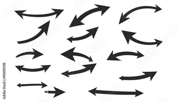 Fototapeta Various black arrow icons pointing in different directions 9